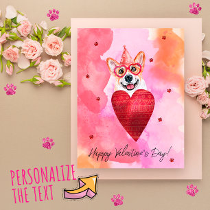 Cartão Postal De Festividades Presente de Dia dos Namorados do Cachorro Corgi La