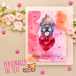 Cartão Postal De Festividades Presente de Dia dos Namorados para cachorro Pitbul