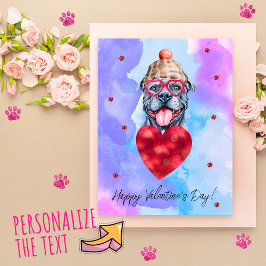 Cartão Postal De Festividades Presente de Dia dos Namorados para Cachorro Pitbul