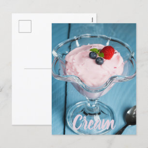 Cartão Postal De Festividades Presente de framboesa com hortelã e fruta