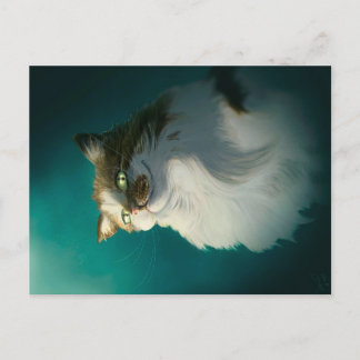 Cartão Postal De Festividades Presente de Gato Astuto Fofo| Gato Engraçado para 