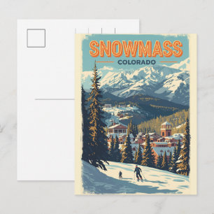 Cartão Postal De Festividades Presente de inverno vintage SNOWMASS álamo Colorad