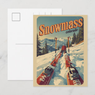 Cartão Postal De Festividades presente de inverno vintage SNOWMASS álamo Colorad