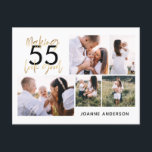 Cartão Postal De Festividades presente de multiscript de fotos de aniversário ch<br><div class="desc">Presente de canvas de aniversários de multigrafia moderna e mínima. edite a idade para se adequar à sua ocasião,  presente ideal disponível para mães,  pais,  netos,  avós de qualquer membro da família. Texto elegante e impressionante. Design preto,  branco e ouro</div>