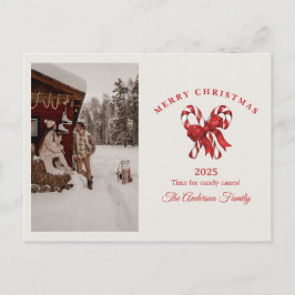 Cartão Postal De Festividades Presente de Natal de foto em aquarela de bengala d