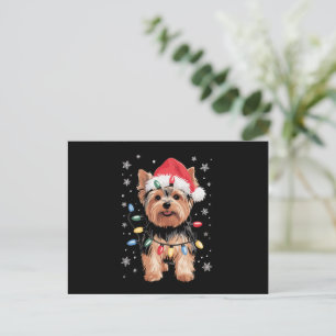 Cartão Postal De Festividades Presente de Natal de Yorkie Cachorro Longo Present
