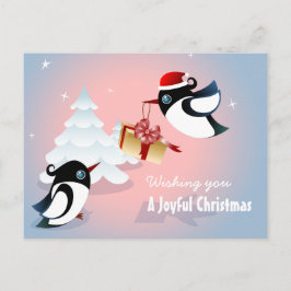 Cartão Postal De Festividades Presente de Natal para Aves Bonitas