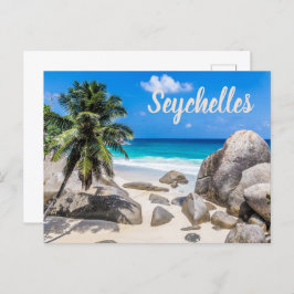 Cartão Postal De Festividades Presente de praia Mahe Seychelles Carana