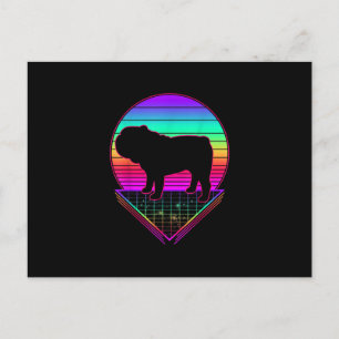 Cartão Postal De Festividades Presente engraçado do Bulldog Retro Vintage 80s pa