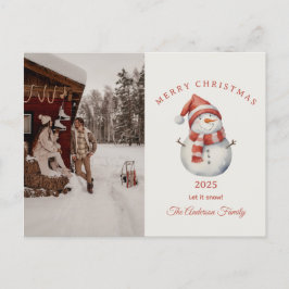 Cartão Postal De Festividades Presente personalizado de Natal com aquarela de bo