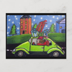 Cartão Postal De Festividades Presentes de carro de Compro de Natal