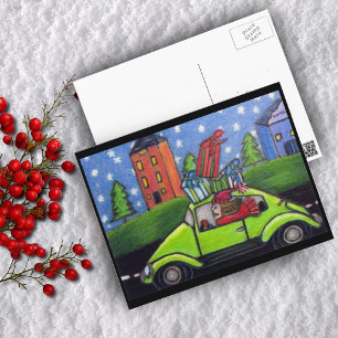 Cartão Postal De Festividades Presentes de carro de Compro de Natal