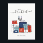 Cartão Postal De Festividades Presentes de Hanukkah & cartão do feriado de<br><div class="desc">Personalize o texto feito sob encomenda acima. Você pode encontrar artigos de coordenação adicionais em nossa de "coleção dos presentes Hanukkah e de um Menorah".</div>