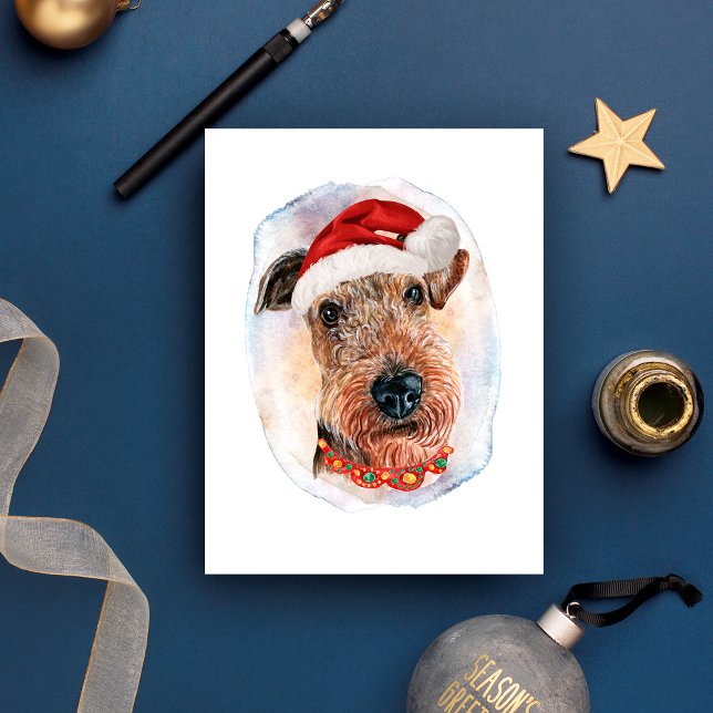 Cartão Postal De Festividades Presentes De Natal Airedale Terrier Para Aromas De (Criador carregado)