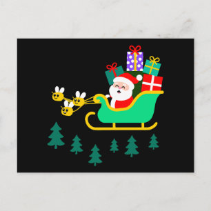 Cartão Postal De Festividades Presentes de Natal das Abelhas do Trenó do Papai N