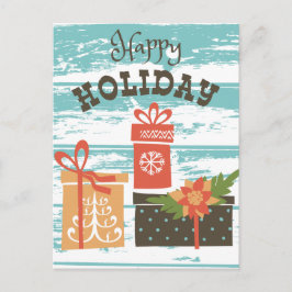 Cartão Postal De Festividades Presentes de Natal de Férias Felizes