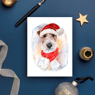 Cartão Postal De Festividades Presentes De Natal De Fox Terrier Fio Para Os Aloj