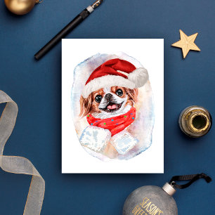 Cartão Postal De Festividades Presentes de Natal do Japanese Chin Para Amantes d