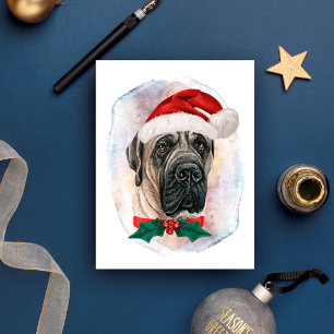 Cartão Postal De Festividades Presentes de Natal do Mastim Inglês para Amantes d