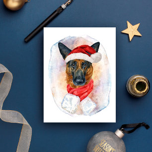 Cartão Postal De Festividades Presentes de Natal do Pastor Alemão Para Amantes d