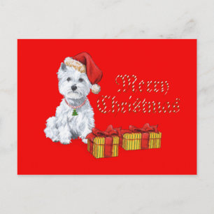 Cartão Postal De Festividades Presentes de Natal para West Highland White Terrie