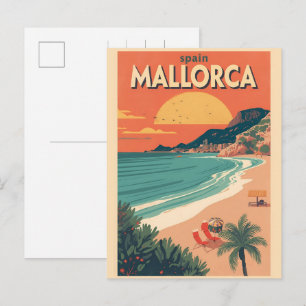 Cartão Postal De Festividades Presentes de viagem da praia Vintage Mallorcca Esp