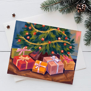 Cartão Postal De Festividades Presentes Debaixo da Árvore   Cartão de Natal