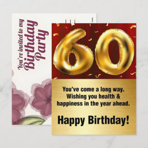 Cartão Postal De Festividades Presentes Personalizados para 60º Aniversário: Cel