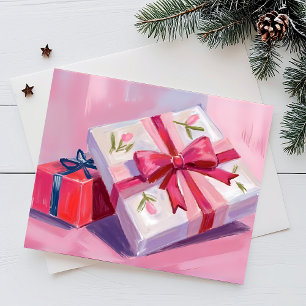 Cartão Postal De Festividades Presentes Pretty Pink   Pintura de Celebração de P