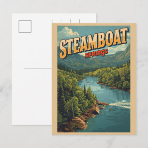 Cartão Postal De Festividades Presentes vintage de Steamboat Springs Colorado ri