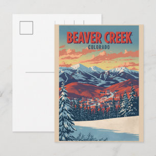 Cartão Postal De Festividades Presentes vintage do Beaver Creek Colorado Ski Res
