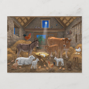 Cartão Postal De Festividades Presépio do Menino Jesus Noite Santa Natal