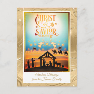 Cartão Postal De Festividades Presépio "Feliz Natal e Ano Novo"