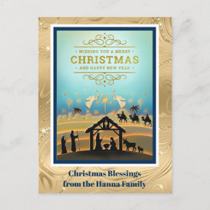 Cartão Postal De Festividades Presépio "Feliz Natal e Próspero Ano Novo"