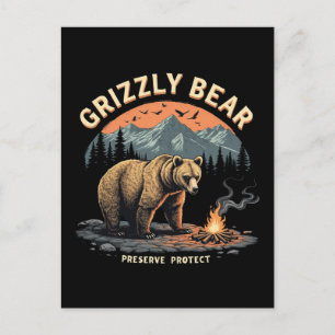 Cartão Postal De Festividades Preservação e proteção do urso grizzly