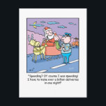 Cartão Postal De Festividades Pressa travada papai noel dos desenhos animados do<br><div class="desc">Desenhos animados do Natal que mostram Papai Noel que é pressa travada por um polícia.</div>