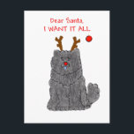 Cartão Postal De Festividades Preto caro Papai noel da comida de comida<br><div class="desc">Este artigo tem meu papai noel que da comida de comida caro eu o quero todo o design nele.  O excelente bonito do design como um presente ou mantem-no para o senhor mesmo.</div>