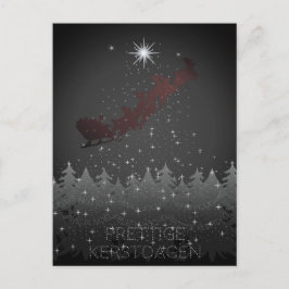 Cartão Postal De Festividades Prettige Kerstdagen Natal Eve Sky Stars Sleigh
