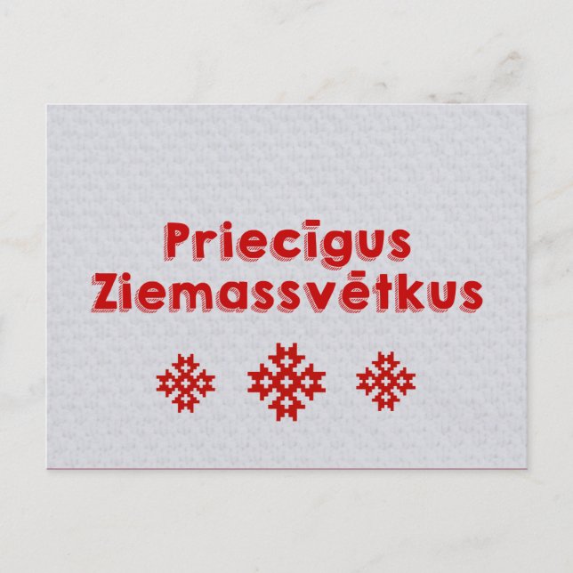Cartão Postal De Festividades Priecīgus Ziemassvētkus Merry Christmas letão (Frente)