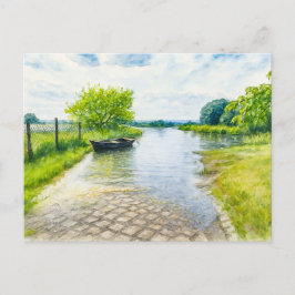 Cartão Postal De Festividades Primavera inundam a cena de Guelpe aquarell havell