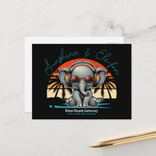 Cartão Postal De Festividades Primavera Sunshine e Ele se diverte Retro Beach.