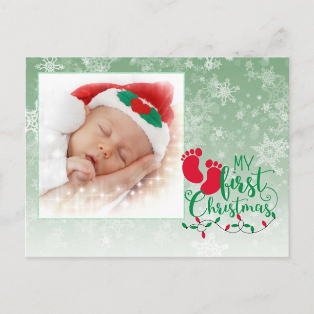 Cartão Postal De Festividades Primeiro Cartão de Natal do Bebê (Frente)