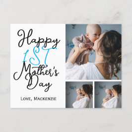 Cartão Postal De Festividades Primeiro Dia de Mãe Simples Oferecendo Três Colage