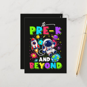 Cartão Postal De Festividades Primeiro Dia do Pré-K Astronauta Espaço Volta às A