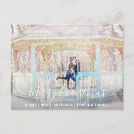 Cartão Postal De Festividades Primeiro Natal Casado com o Ano Novo Envolvido | F