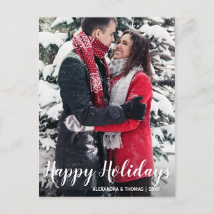 Cartão Postal De Festividades Primeiro Natal Casado Natal Envolvido Branco   FOT