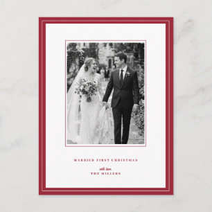 Cartão Postal De Festividades Primeiro Natal Casados Foto Emoldurada Nome Person
