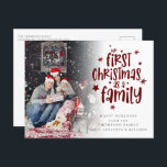 Cartão Postal De Festividades Primeiro Natal Como Texto De Turnê De Foto Da Famí<br><div class="desc">O Nosso Primeiro Natal Como Um Texto Personalizado De Foto Da Família. É bom celebrar o primeiro Natal do seu bebê. Um script definido para o cabeçalho e o resto do texto é fácil de personalizar. Substitua a foto da amostra pela sua. Uma camada de camada de gradiente está sobre...</div>