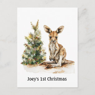 Cartão Postal De Festividades Primeiro Natal do Joey, personalizado