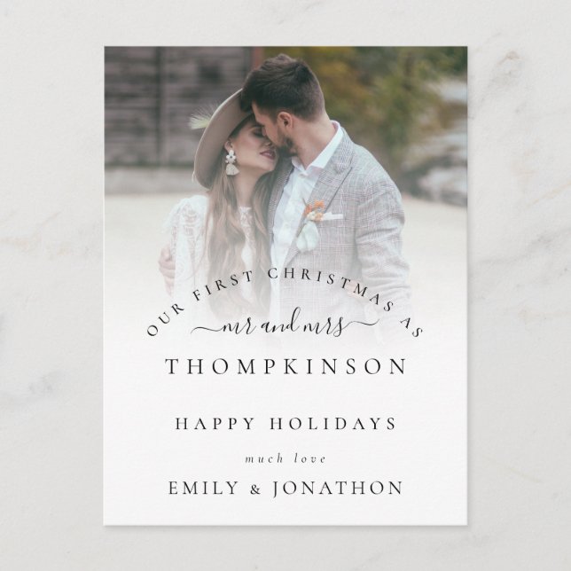 Cartão Postal De Festividades Primeiro Natal, Sr. e Sra. Photo Nomes (Frente)
